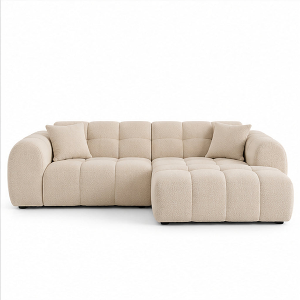 Canapé d’angle droit MINI BUBBLE en bouclette beige
