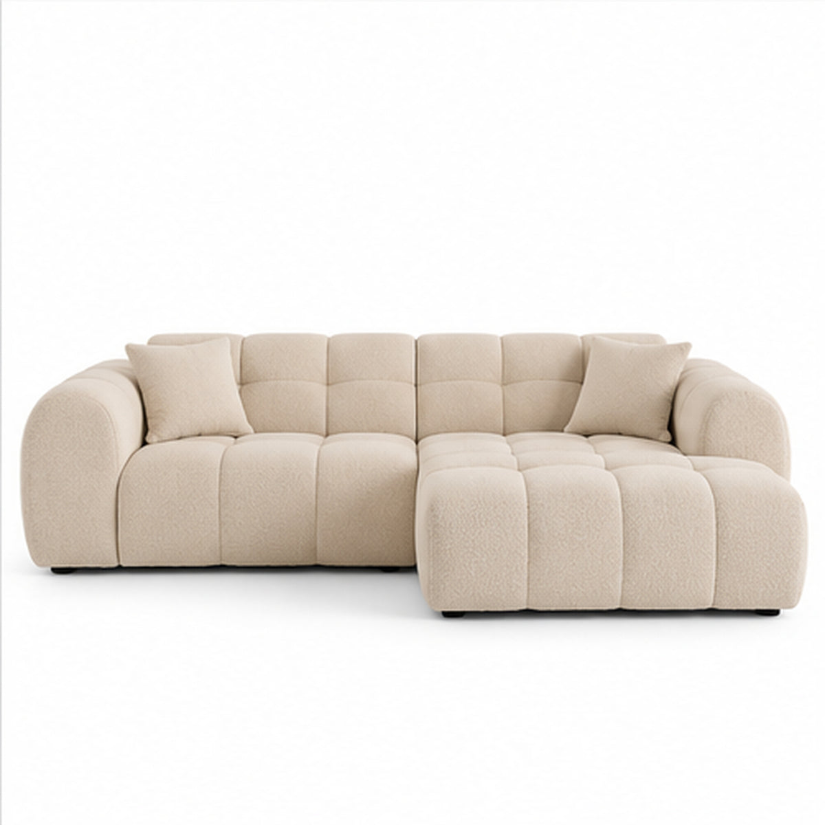 Canapé d’angle droit MINI BUBBLE en bouclette beige