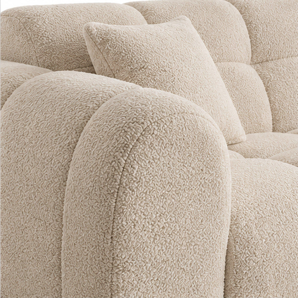 Canapé d’angle droit MINI BUBBLE en bouclette beige