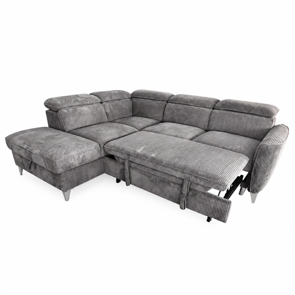Canapé d’angle gauche convertible avec coffre BARI
