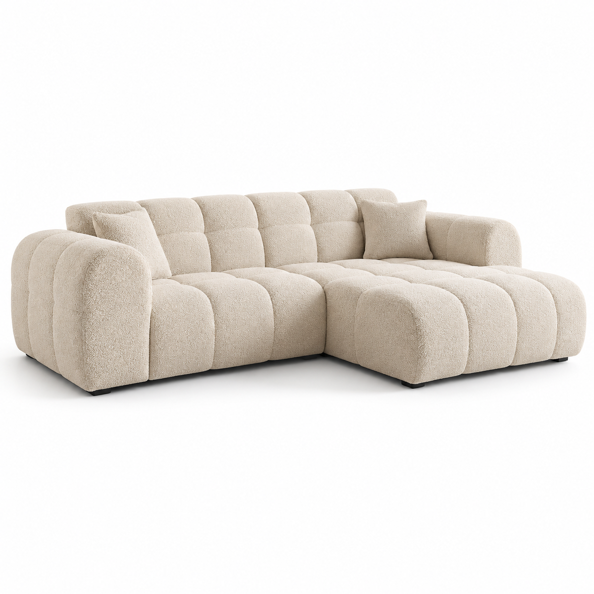 Canapé d’angle droit MINI BUBBLE en bouclette beige