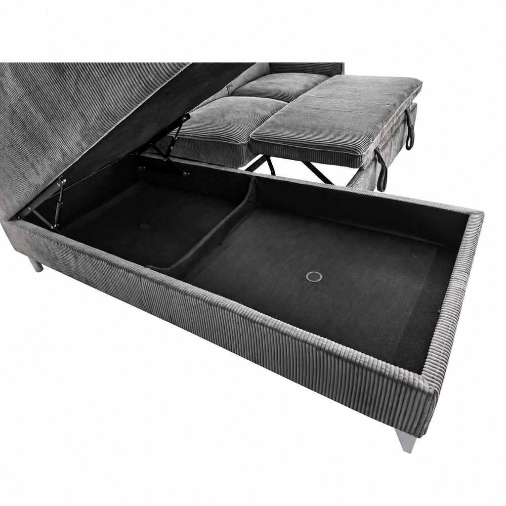 Canapé d’angle gauche convertible avec coffre BARI