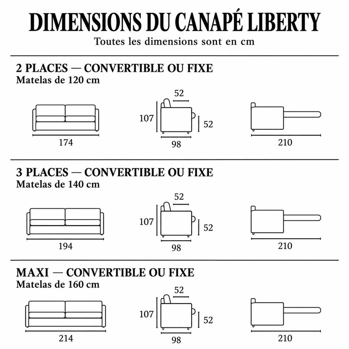 Canapé convertible LIBERTY – Matelas 17 cm