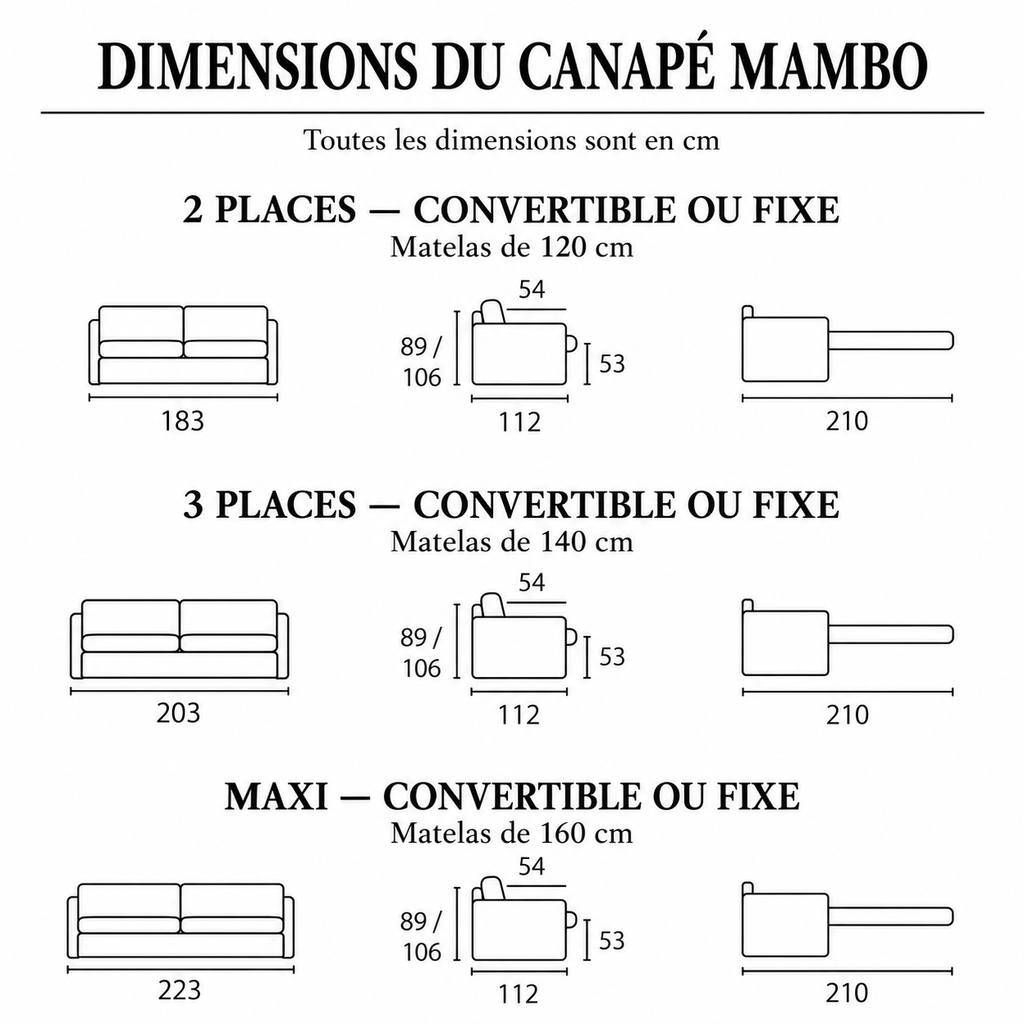 Canapé convertible MAMBO – Matelas 17 cm