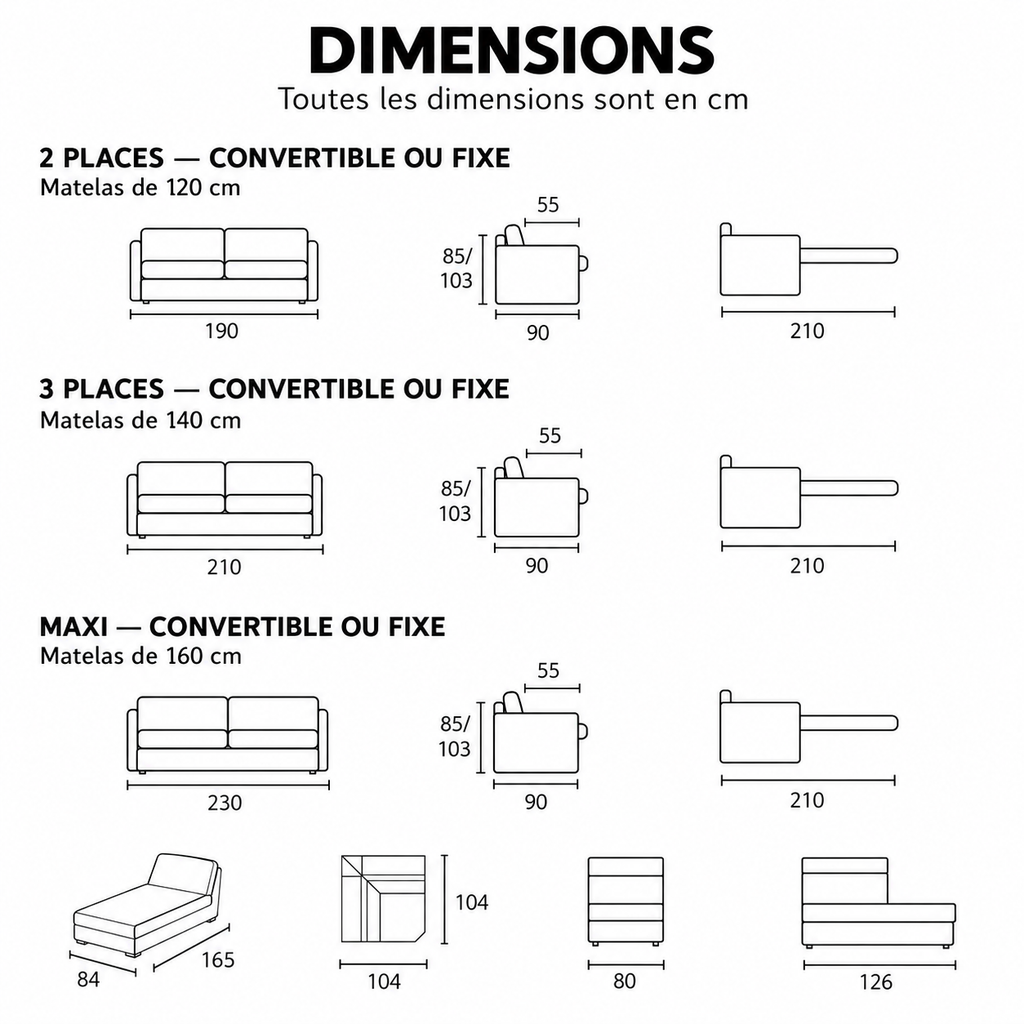 Canapé convertible MIAMI – Matelas 17 cm