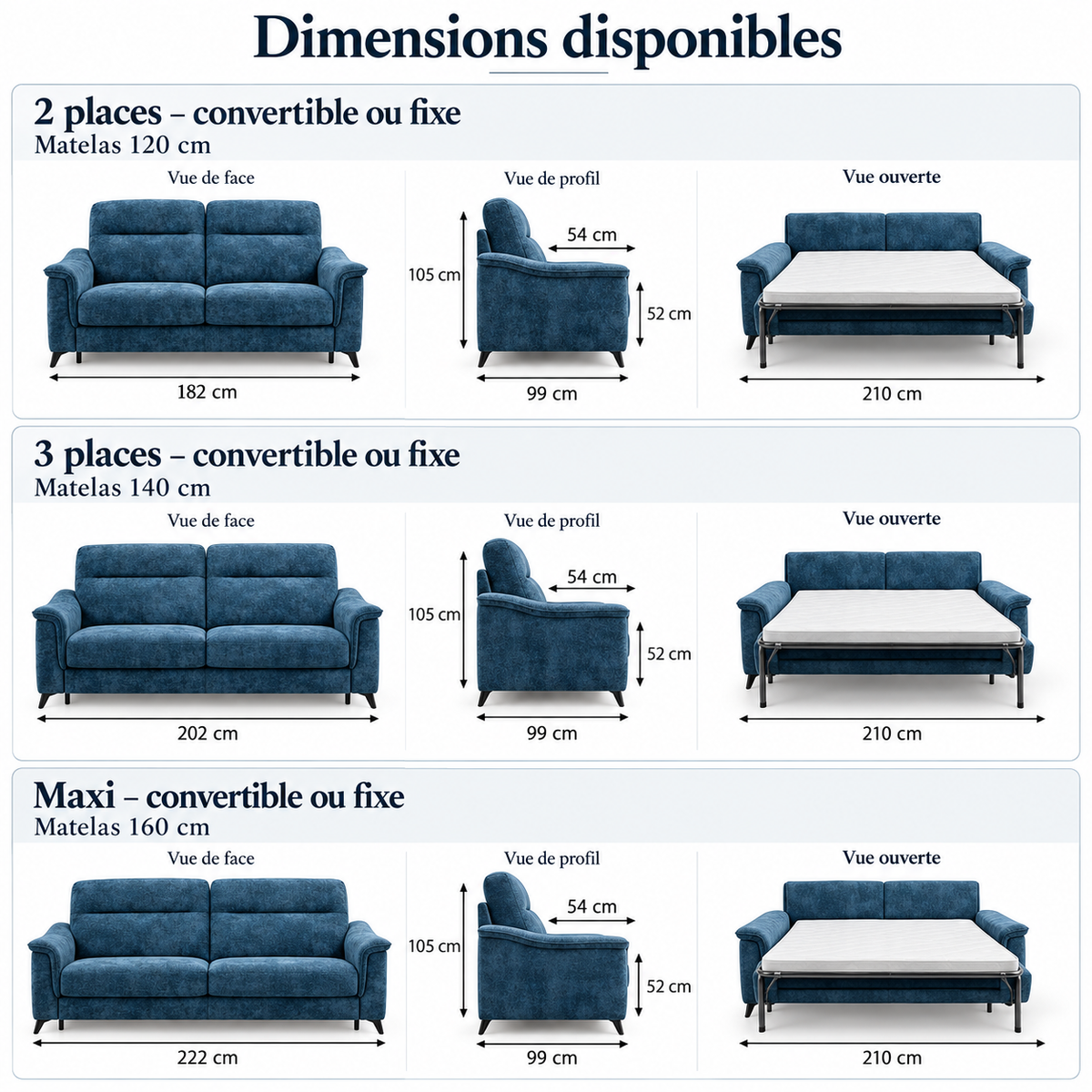 Canapé convertible BROOKLYN – Matelas 17 cm