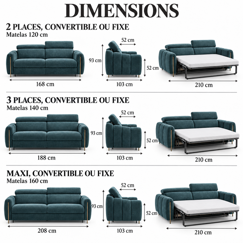 Canapé convertible DAYTONA – Matelas 17 cm