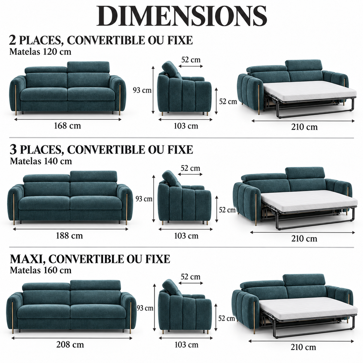 Canapé convertible DAYTONA – Matelas 17 cm