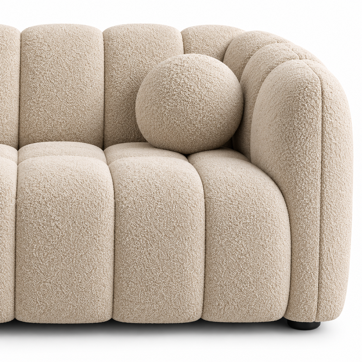 Canapé d’angle droit MIRAGE en tissu bouclé beige