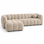 Canapé d’angle droit MIRAGE en tissu bouclé beige
